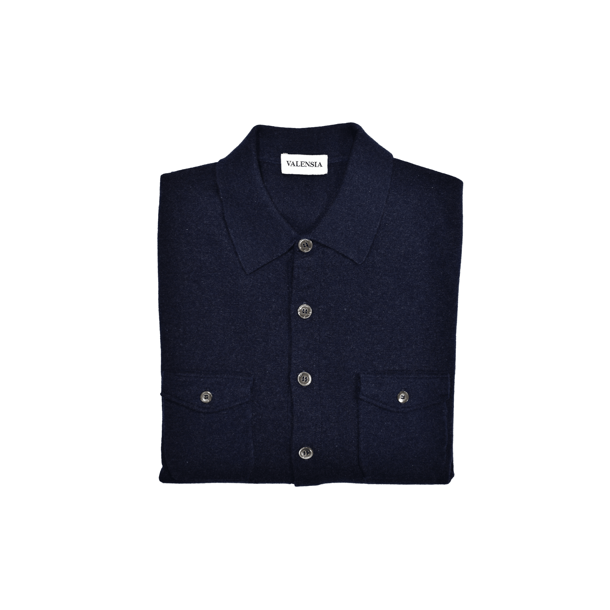 Camicia 100% cashmere blu mélange unisex piegata - valensia