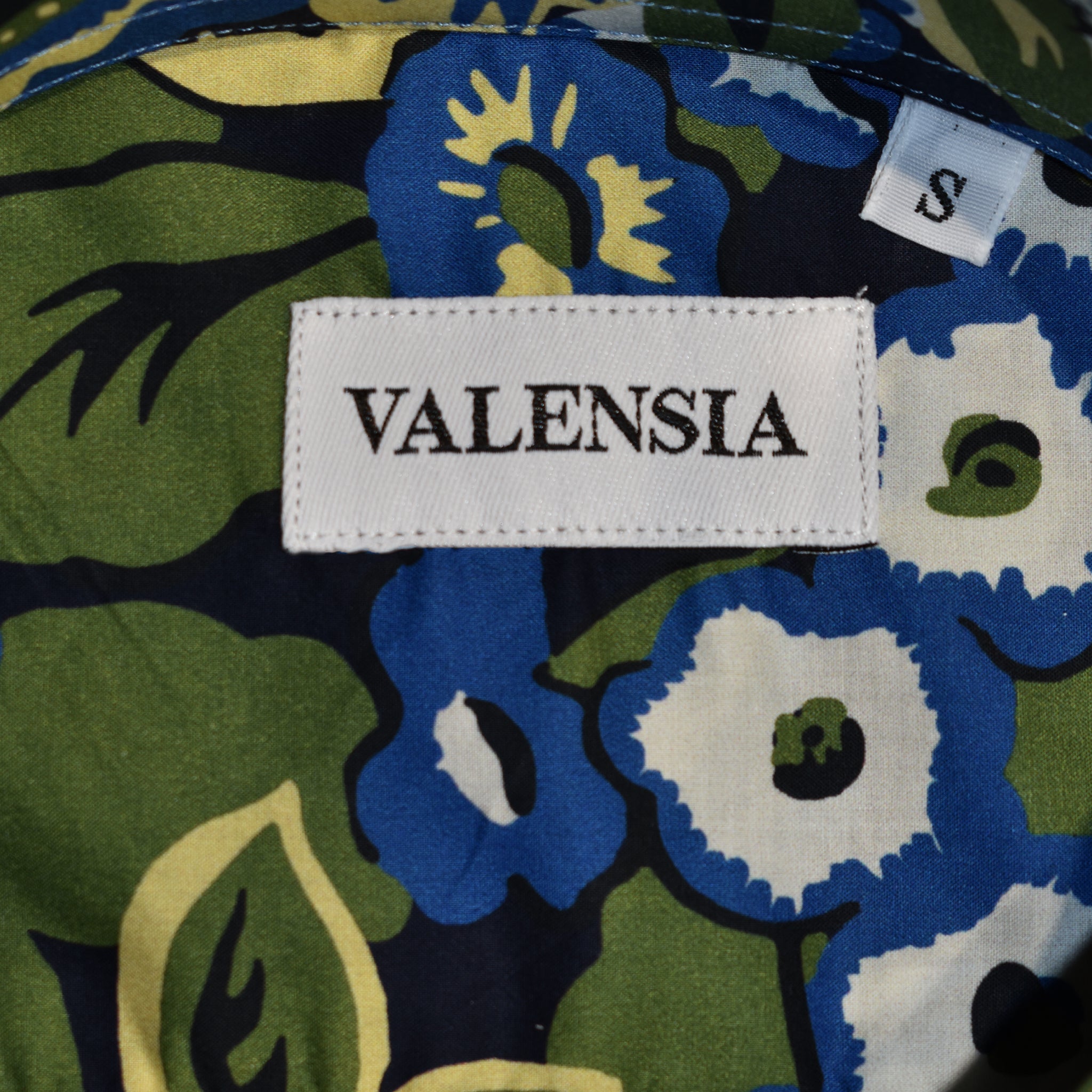 Camicia cotone fantasia floriage bluette e verde - Valensia
