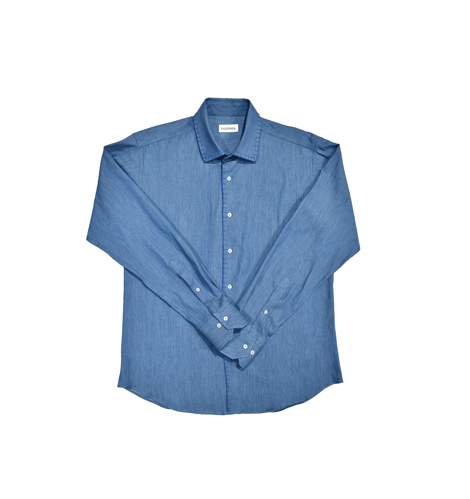 Camicia jeans con profili ricamati a mano sagoma davanti - VALENSIA