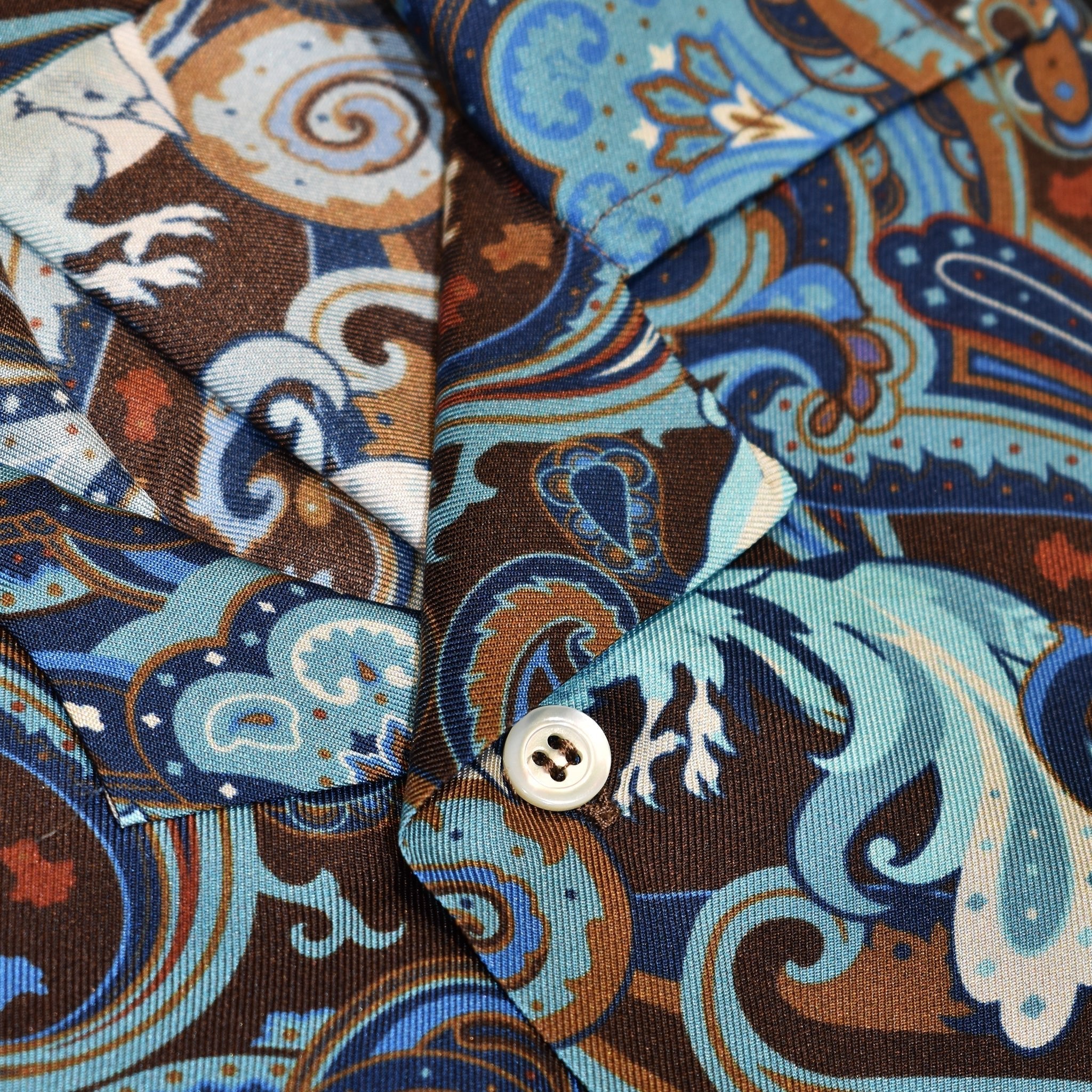 Camicia seta fantasia valensia blu - Valensia