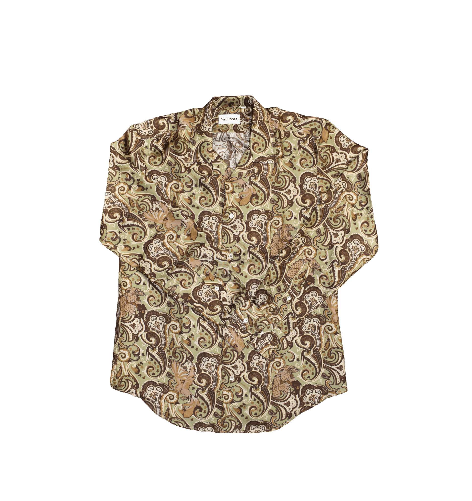 Camicia seta fantasia valensia verde oliva - Valensia