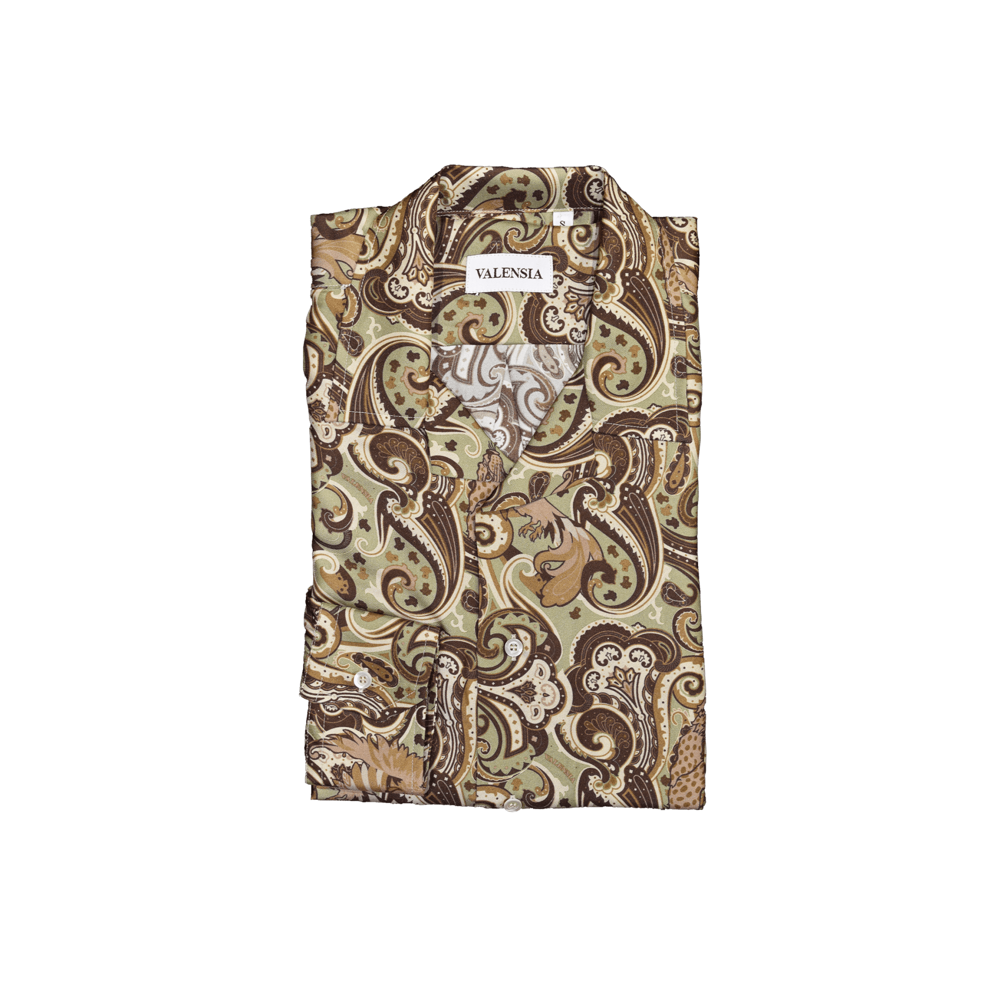 Camicia seta fantasia valensia verde oliva - Valensia