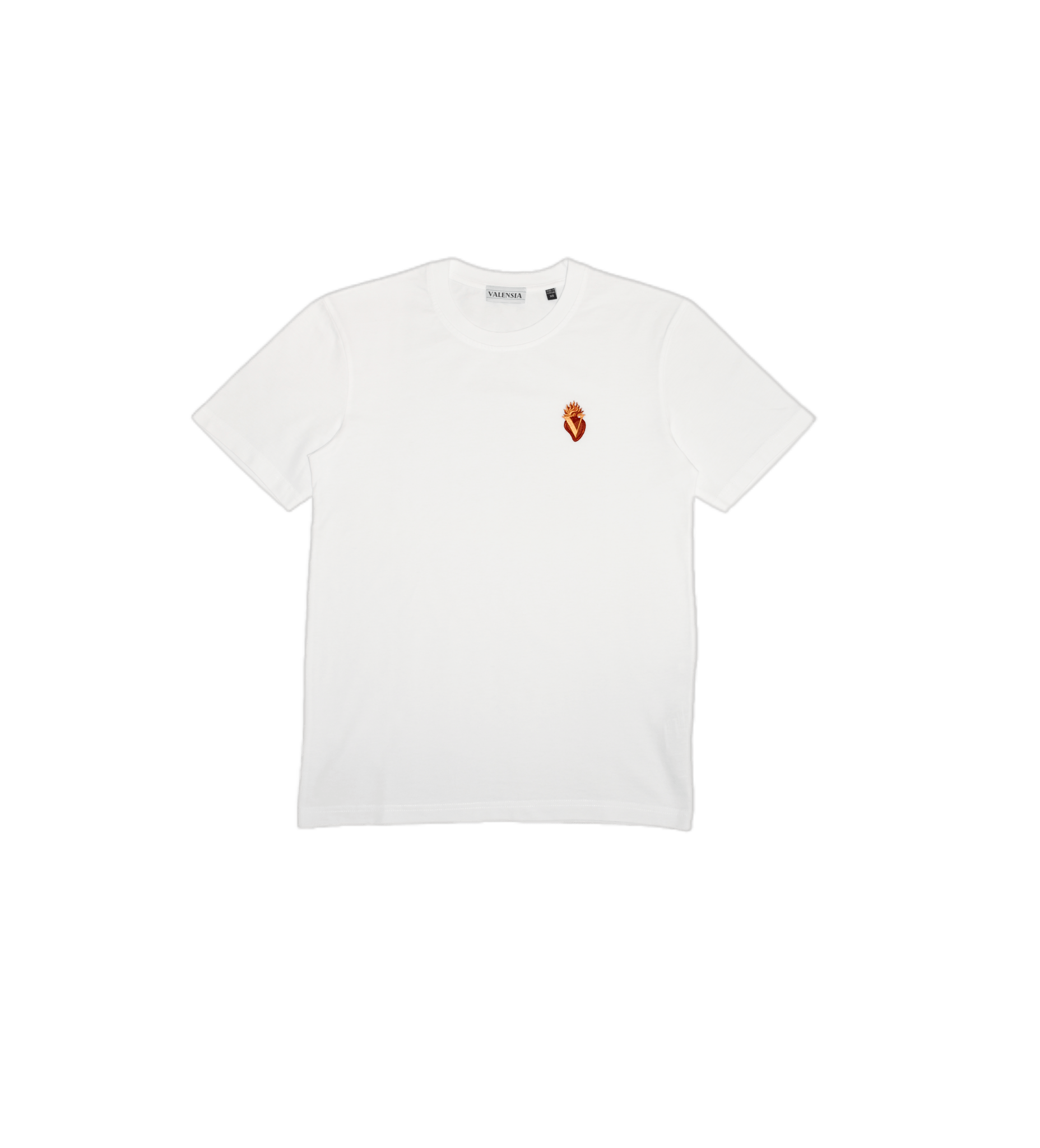 Maglietta cotone organico giaguaro paisley giallo sagoma davanti che mostra il sacro cuore ricamato - VALENSIA MODA