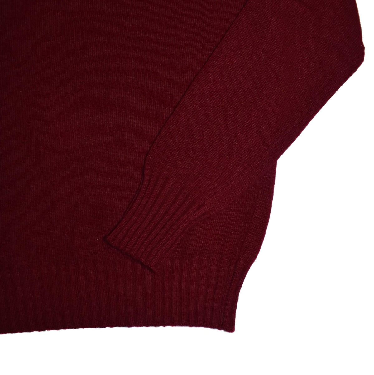 Burgundy crewneck sweater, cuff and hem detail - Valensia Moda