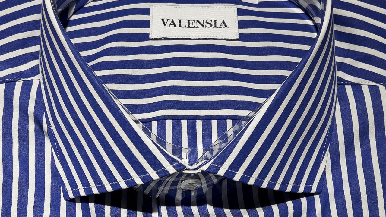 Camicia a righe blu su misura - Valensia