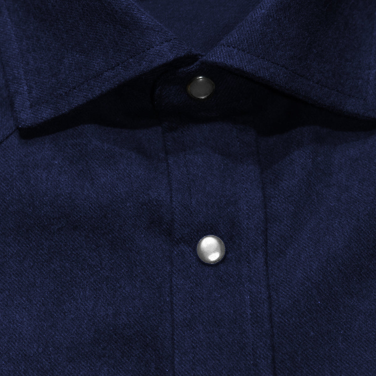 Camicia western in flanella di cotone blu mélange