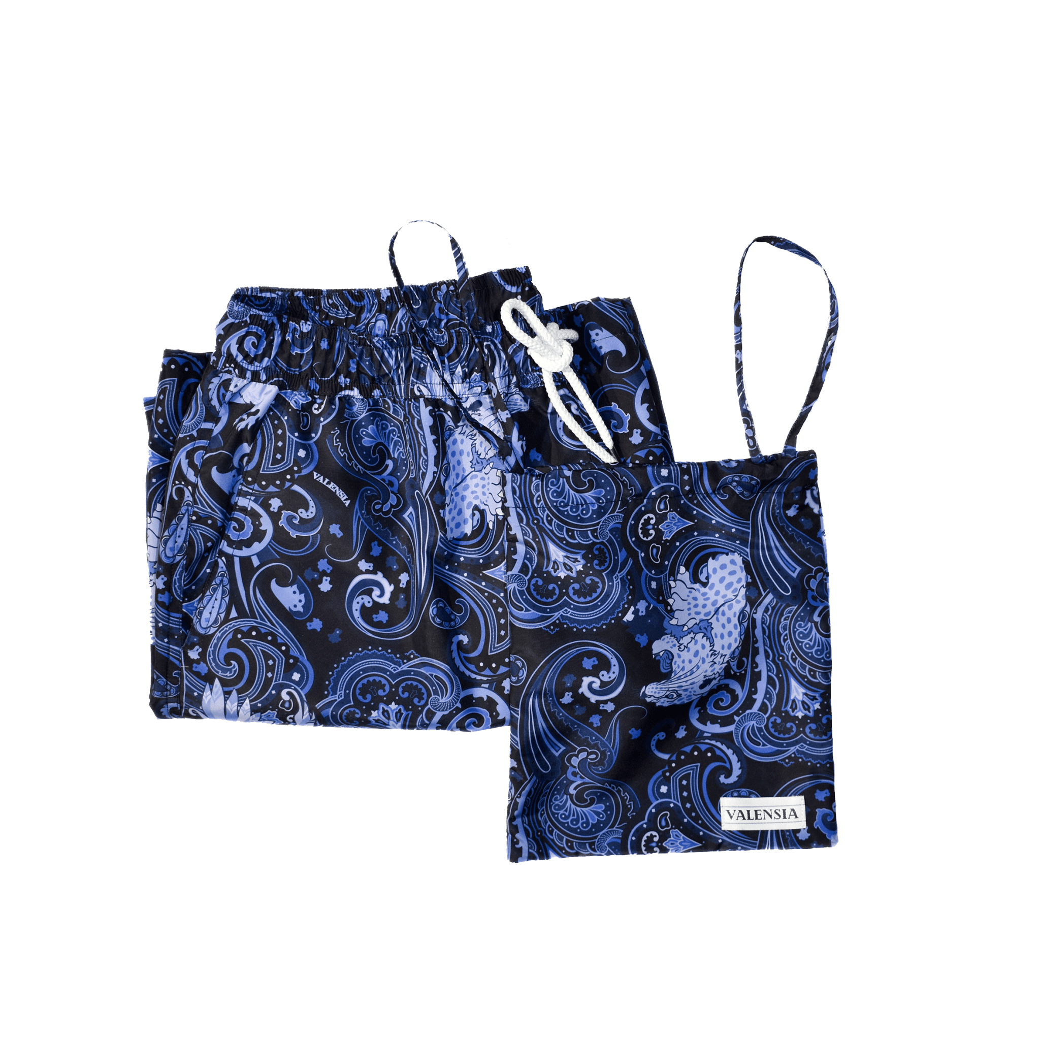 Costume da bagno in poliestere riciclato fantasia blu dettagli- Valensia Moda