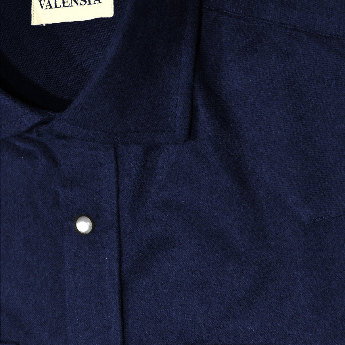 Camicia western in flanella di cotone blu mélange