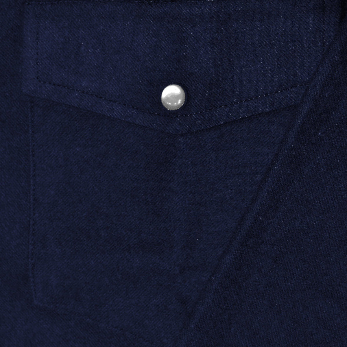Camicia western in flanella di cotone blu mélange
