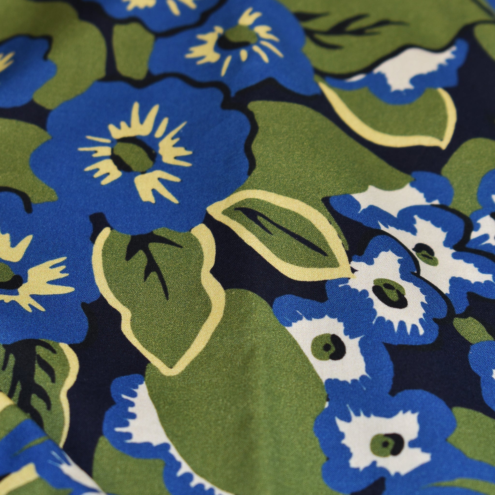 Camicia cotone fantasia floriage bluette e verde - Valensia