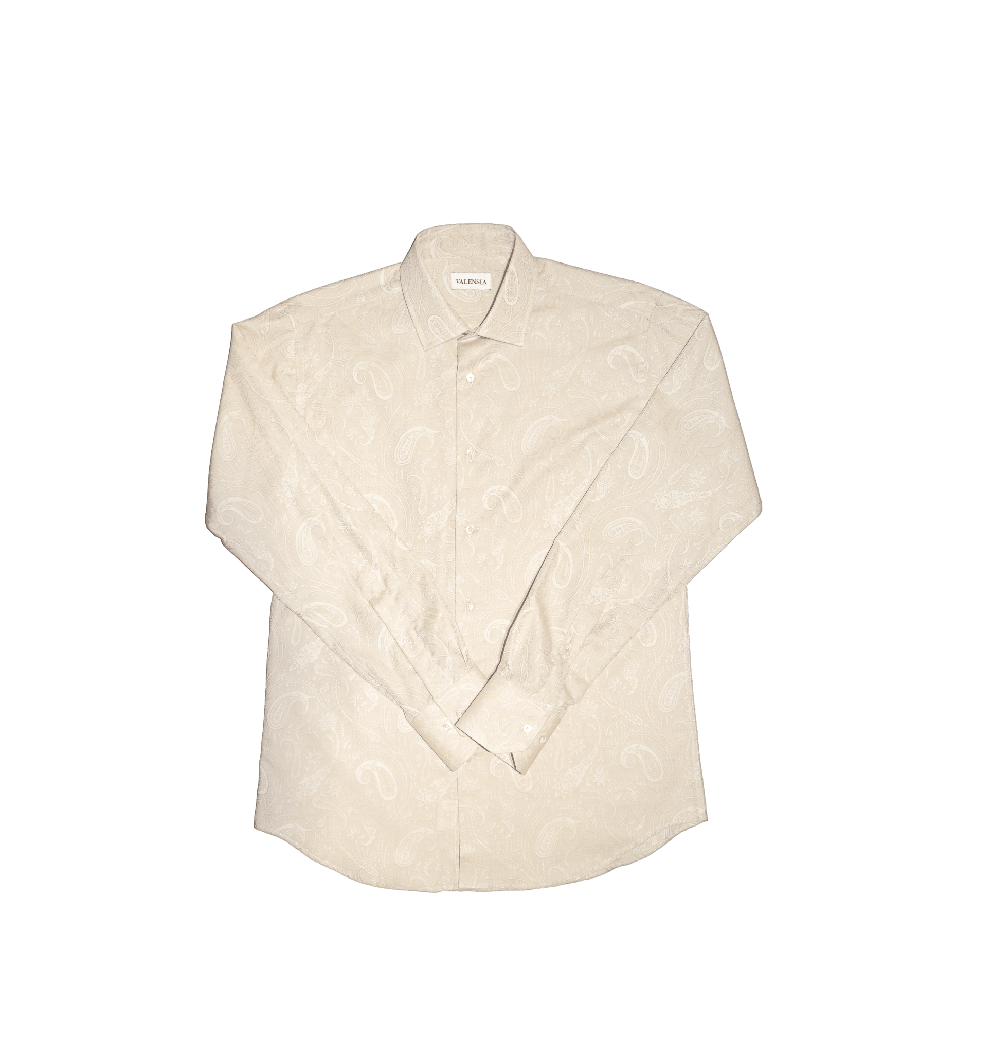 Camicia jacquard giapponese beige sagoma davanti - VALENSIA