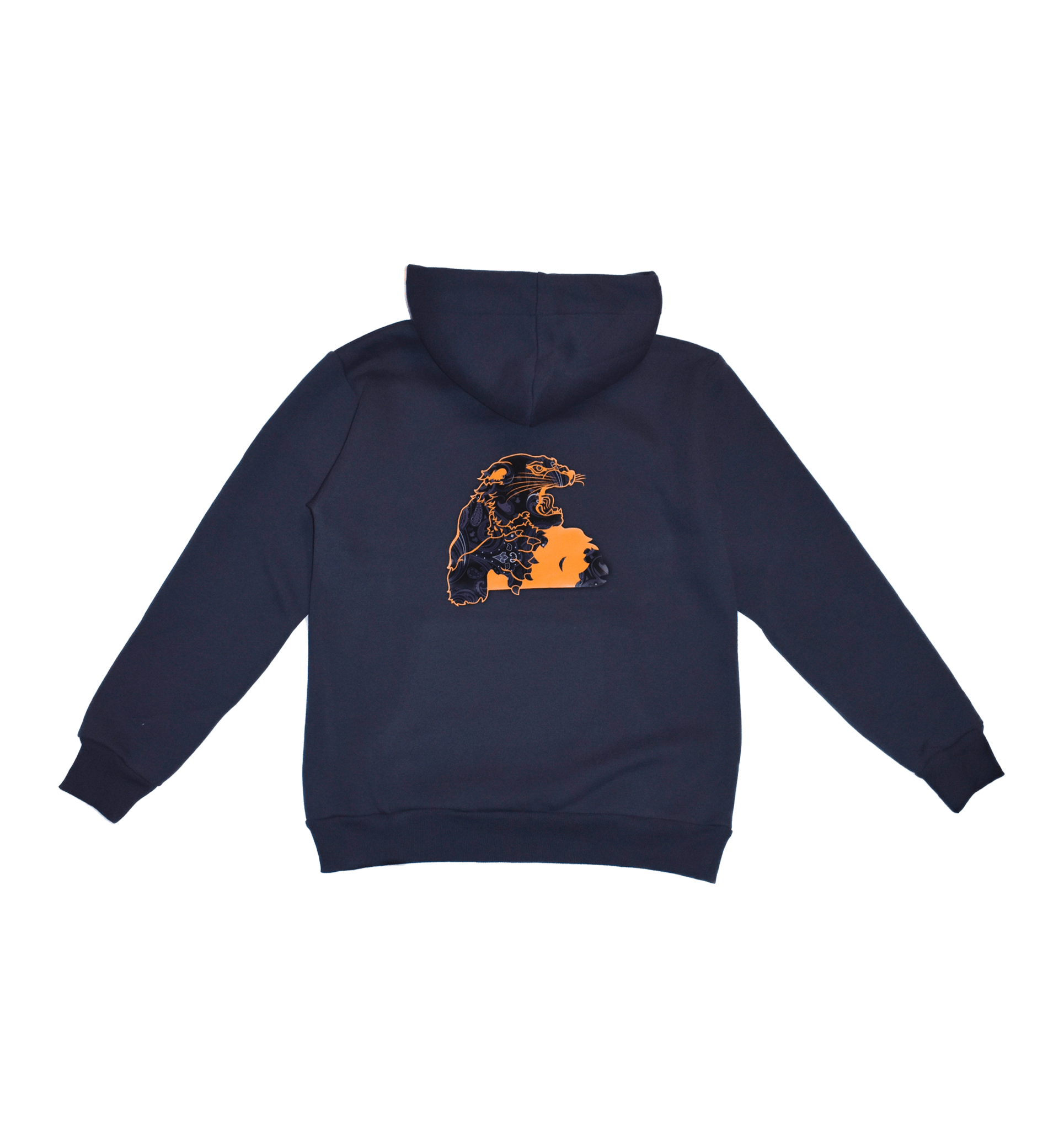 Felpa blue navy cappuccio giaguaro paisley sagoma dietro - VALENSIA MODA